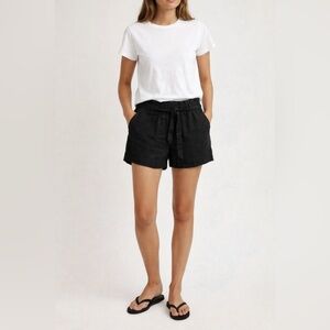 High-Waisted Linen-Blend Tie-Front Utility Shorts for Women - Size 12 NW…